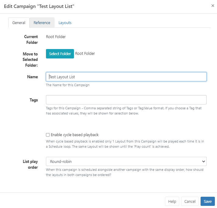 Edit Layout List Campaign