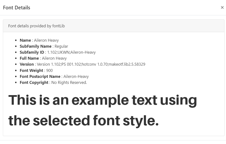 Font Details